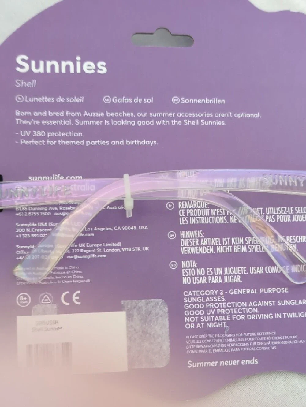 Sunnylife Clear Shell Sunglasses with UV 380 Protection